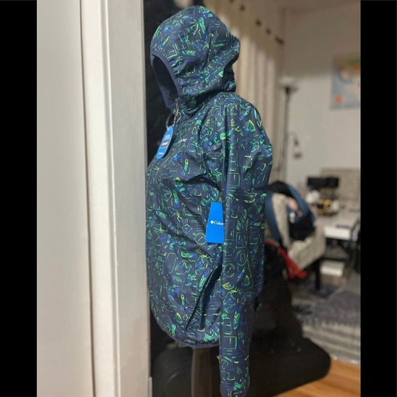 NWT Girl's X-Larg Columbia Reversible White Trail II Hooded Reversible Jacket - Picture 2 of 10